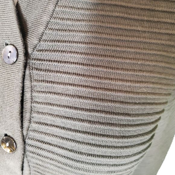 Belford Olive Green Pima Cotton Sweater Textured Cardigan collared Button Sz XS - Picture 2 of 5